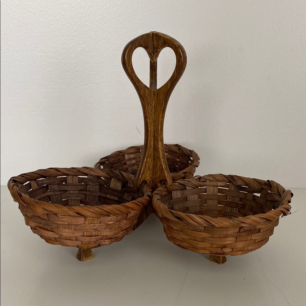 Vintage Wicker Basket Jewelry Holder Trio